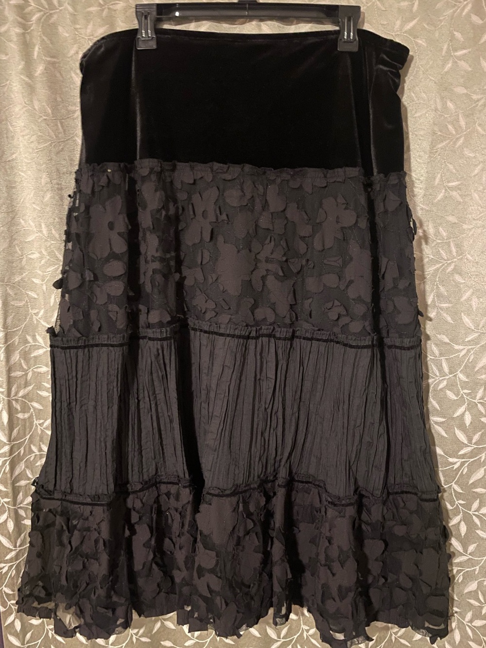 Notations Black Maxi Skirt with Velvet Waistband
